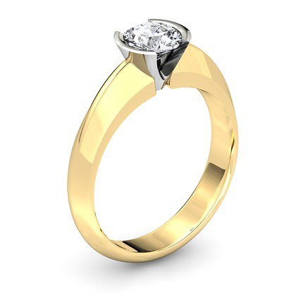 The Solitaire Round Brilliant Diamond Ring in 18kt Yellow Gold & 18kt White Gold AU - Main View
