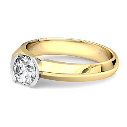 The Solitaire Round Brilliant Diamond Ring in 18kt Yellow Gold & 18kt White Gold AU - Side View