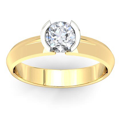 The Solitaire Round Brilliant Diamond Ring in 18kt Yellow Gold & 18kt White Gold AU
