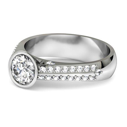 Carlotta Round Brilliant Diamond Ring in 18kt White Gold AU - Side View
