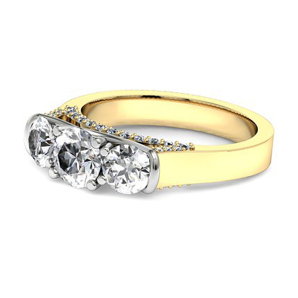 Lea Round Brilliant Diamond Ring in 18kt Yellow Gold AU - Side View