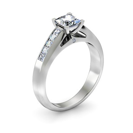 Elena Princess Diamond Ring in 18kt White Gold AU - Main View