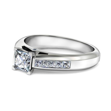 Elena Princess Diamond Ring in 18kt White Gold AU - Side View