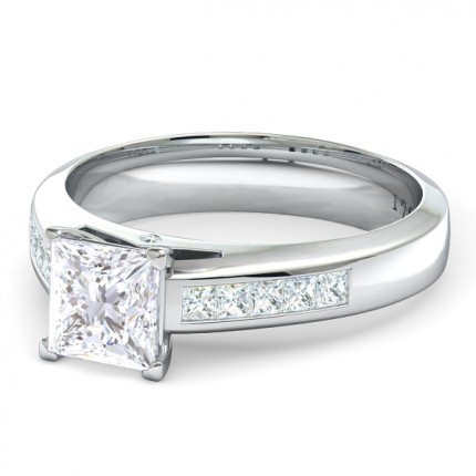 Elena Princess Engagement Ring in 18kt White Gold AU - Side View