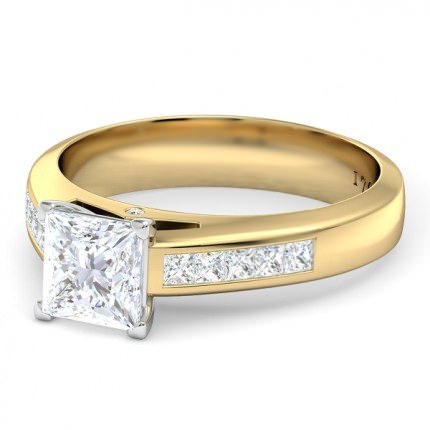 Elena Princess Engagement Ring in 18kt Yellow Gold AU - Side View