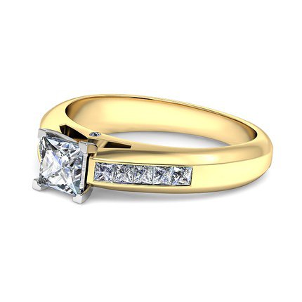 Elena Princess Diamond Ring in 18kt Yellow Gold AU - Side View