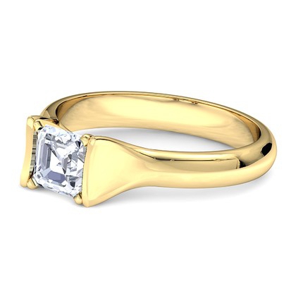 Jasmine Asscher Diamond Ring in 18kt Yellow Gold AU - Side View