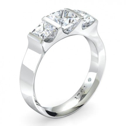 Karine Princess Engagement Ring in 18kt White Gold AU - Main View