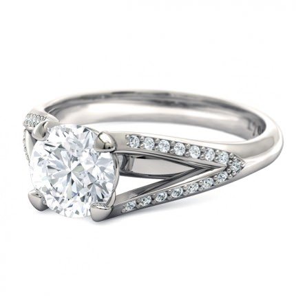 Maia Round Brilliant Engagement Ring in 18kt White Gold AU - Side View