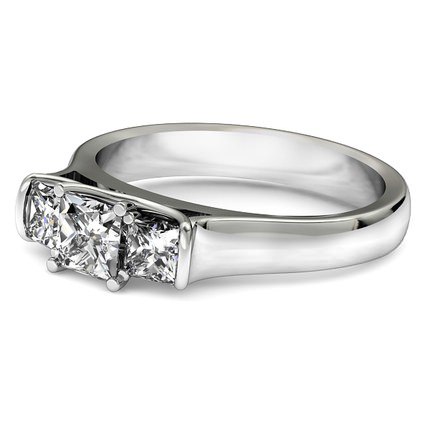 Dalila Princess Diamond Ring in 18kt White Gold AU - Side View