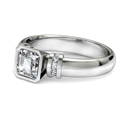 Alba Asscher Diamond Ring in Platinum 950 AU - Side View
