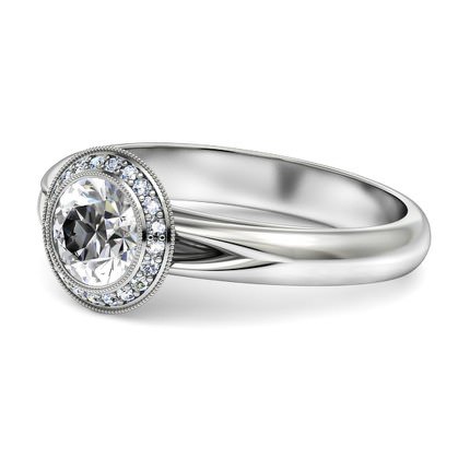 Angelica Round Brilliant Diamond Ring in 18kt White Gold AU - Side View