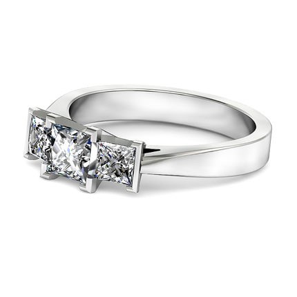Neve Princess Diamond Ring in Platinum 950 AU - Side View