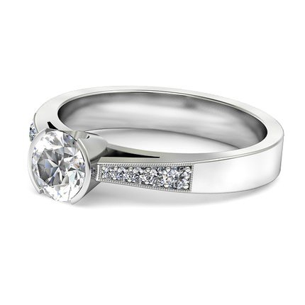 Adelina Round Brilliant Diamond Ring in Platinum 950 AU - Side View