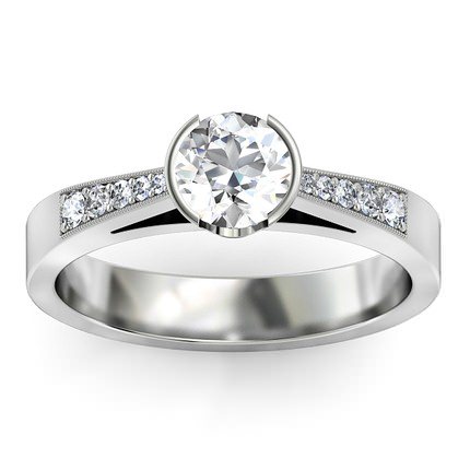 Adelina Round Brilliant Diamond Ring in 18kt White Gold AU
