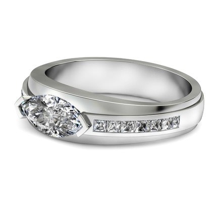 Oceana Marquise Diamond Ring in Platinum 950 AU - Side View