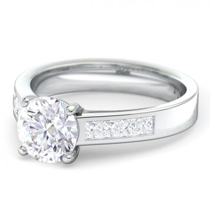 Fiorella Round Brilliant Engagement Ring in Platinum 950 AU - Side View