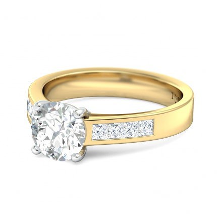 Fiorella Round Brilliant Diamond Ring in 18kt Yellow Gold AU - Side View