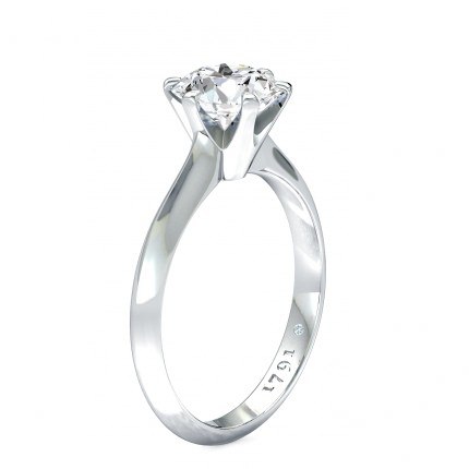 1791 Solitaire Round Brilliant Diamond Ring in 18kt White Gold AU - Main View