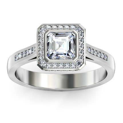 Imilia Asscher Diamond Ring in 18kt White Gold AU
