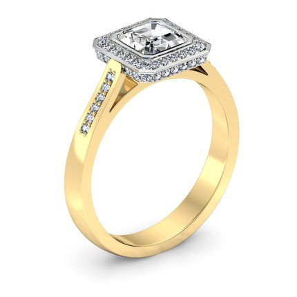 Imilia Asscher Diamond Ring in 18kt Yellow Gold AU - Main View