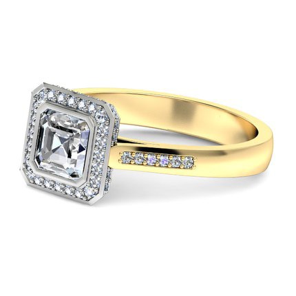Imilia Asscher Diamond Ring in 18kt Yellow Gold AU - Side View