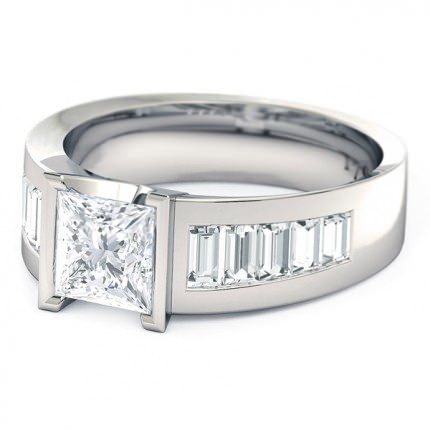 Quadrata Princess Diamond Ring in Platinum 950 AU - Side View