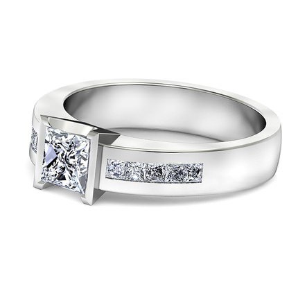 Quadrata Princess Diamond Ring in 18kt White Gold AU - Side View