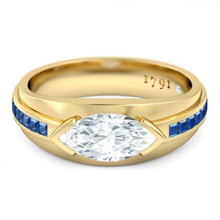 Deep Blue Marquise Diamond Ring in 18kt Yellow Gold AU