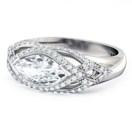 Aura Marquise Diamond Ring in Platinum 950 AU - Side View