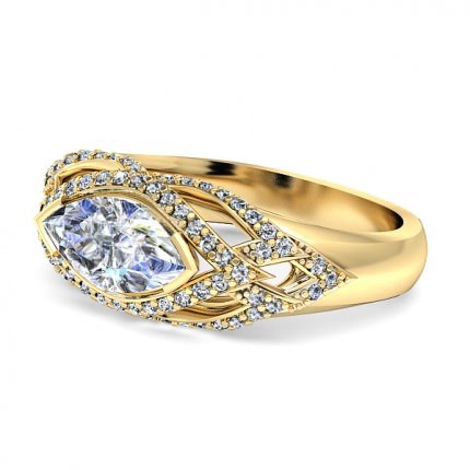 Aura Marquise Diamond Ring in 18kt Yellow Gold AU - Side View