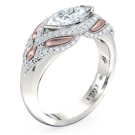 Nekite Marquise Diamond Ring in Platinum & 18kt Rose Gold AU - Main View