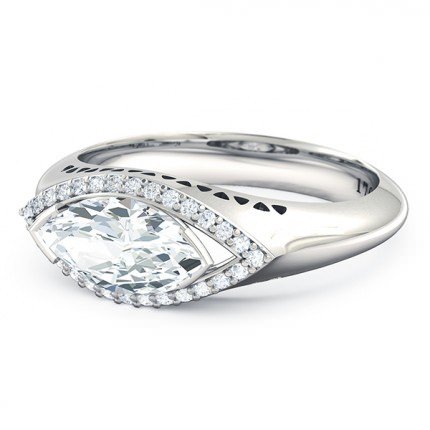 Orlo Marquise Diamond Ring in Platinum 950 AU - Side View