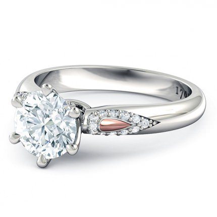 Petalo Round Brilliant Diamond Ring in Platinum & 18kt Rose Gold AU - Side View