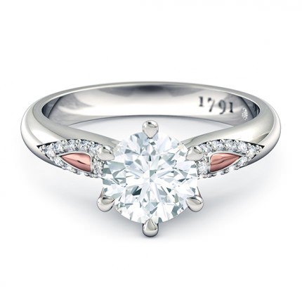 Petalo Round Brilliant Diamond Ring in Platinum & 18kt Rose Gold AU