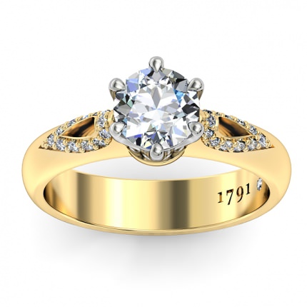 Petalo Round Brilliant Diamond Ring in 18kt Yellow Gold AU