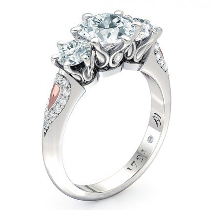 Grace Round Brilliant Diamond Ring in Platinum & 18kt Rose Gold AU - Main View