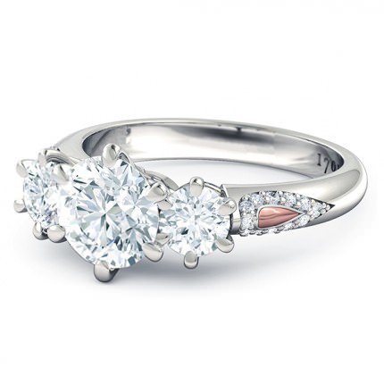 Grace Round Brilliant Diamond Ring in Platinum & 18kt Rose Gold AU - Side View