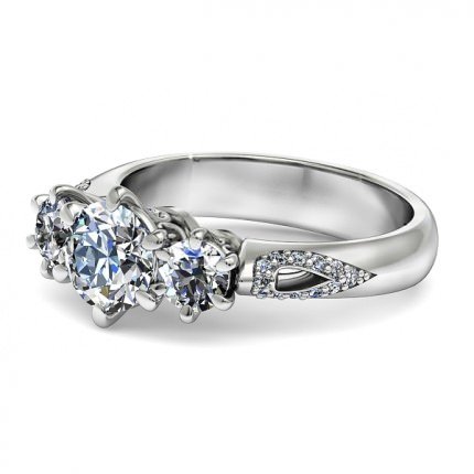 Sofia Round Brilliant Diamond Ring in 18kt White Gold AU - Side View