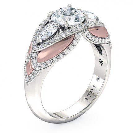 Isla Round Brilliant Diamond Ring in Platinum & 18kt Rose Gold AU - Main View