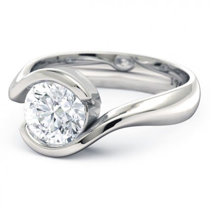 The Embrace Round Brilliant Engagement Ring in Platinum 950 AU - Side View