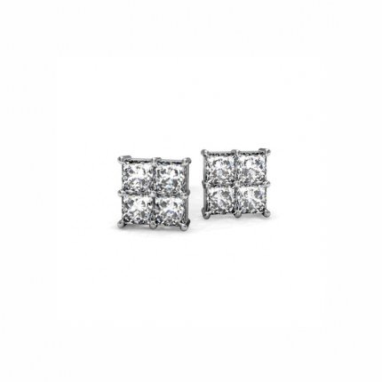 Princess Cluster Earrings Diamond Earrings in 18kt White Gold AU