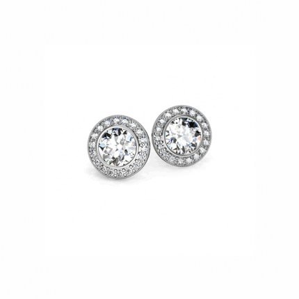 Brilliant Halo Earrings-1ctw Diamond Earrings in 18kt White Gold AU