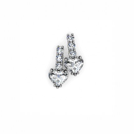Heart Drop Earrings-2ctw Diamond Earrings in 18kt White Gold AU