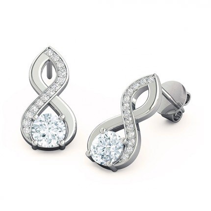 Felicita Round Brilliant Diamond Earrings in 18kt White Gold AU