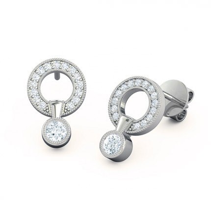 Cluster Drop Diamond Earrings in 18kt White Gold AU