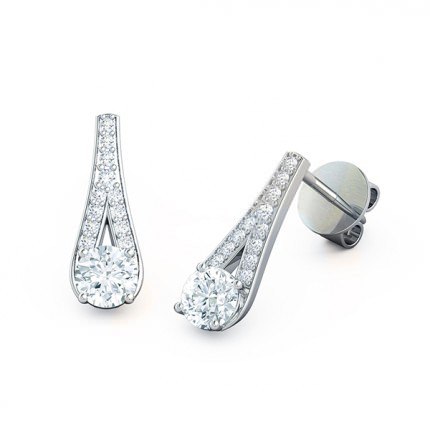 Maia Round Brilliant Diamond Earrings in 18kt White Gold AU