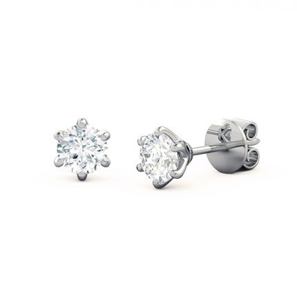 1791 Classic Round Brilliant Diamond Earrings in 18kt White Gold AU