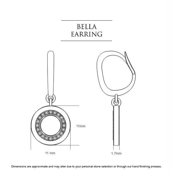 Bella Diamond Earrings in Platinum 950 AU - Dimensions