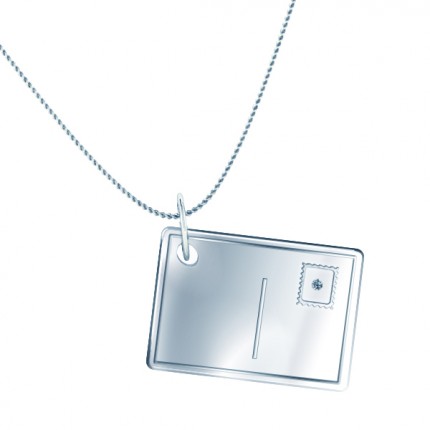 Classic One Diamond Necklace in Silver AU - Side View